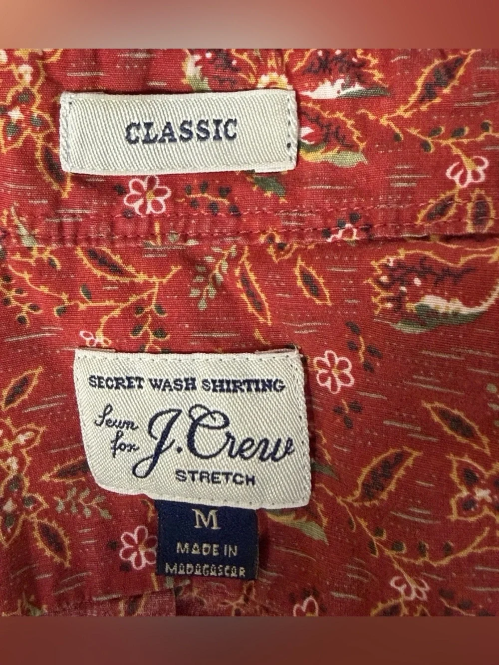 J Crew Men's Short-Sleeve Secret Wash Shirt in Desert Floral Print Size M